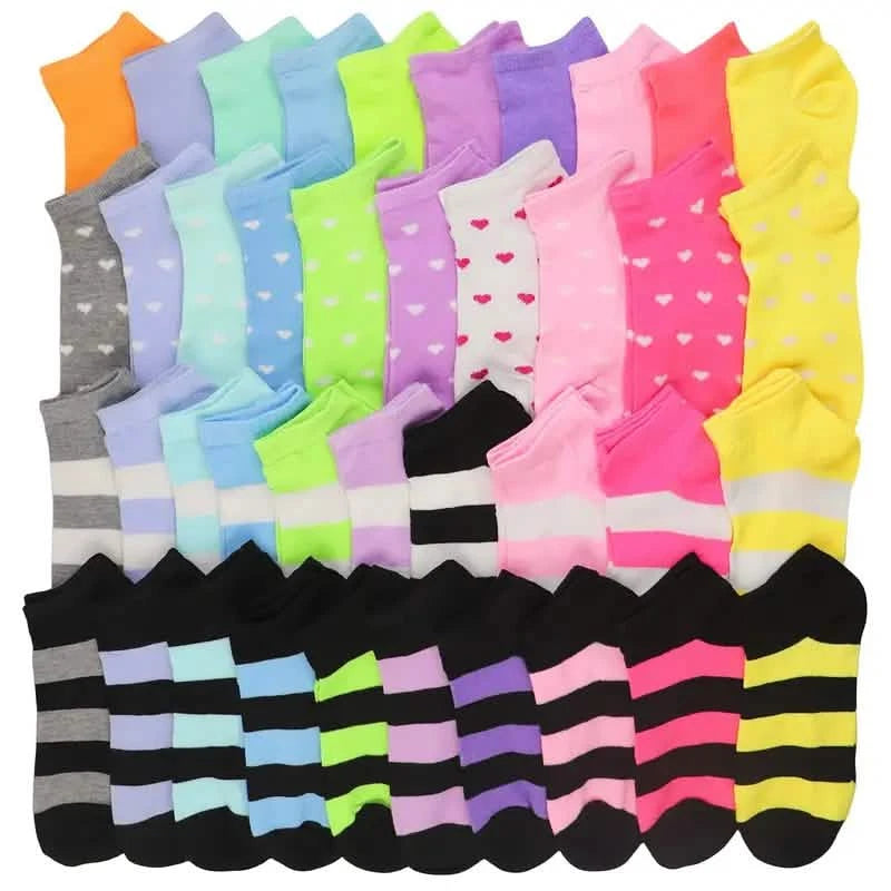 20-Pairs: Candy Color Socks, Casual & Breathable Low Cut Ankle Socks, Women's Stockings & Hosiery Women's Shoes & Accessories - DailySale