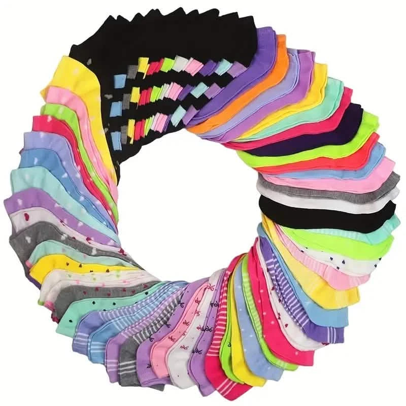20-Pairs: Candy Color Socks, Casual & Breathable Low Cut Ankle Socks, Women's Stockings & Hosiery Women's Shoes & Accessories - DailySale