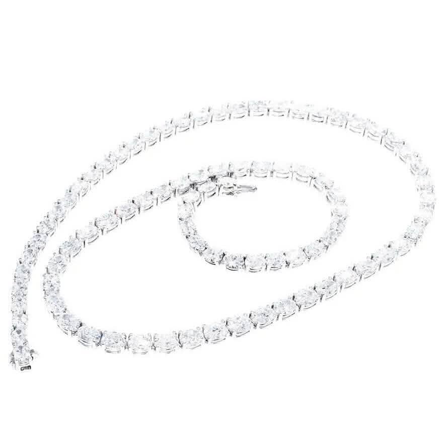 21.25CT Lab Grown Oval Diamond Graduated Tennis Necklace Platinum & 14K Necklaces - DailySale