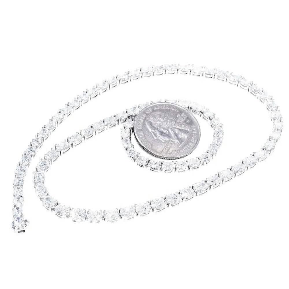 21.25CT Lab Grown Oval Diamond Graduated Tennis Necklace Platinum & 14K Necklaces - DailySale