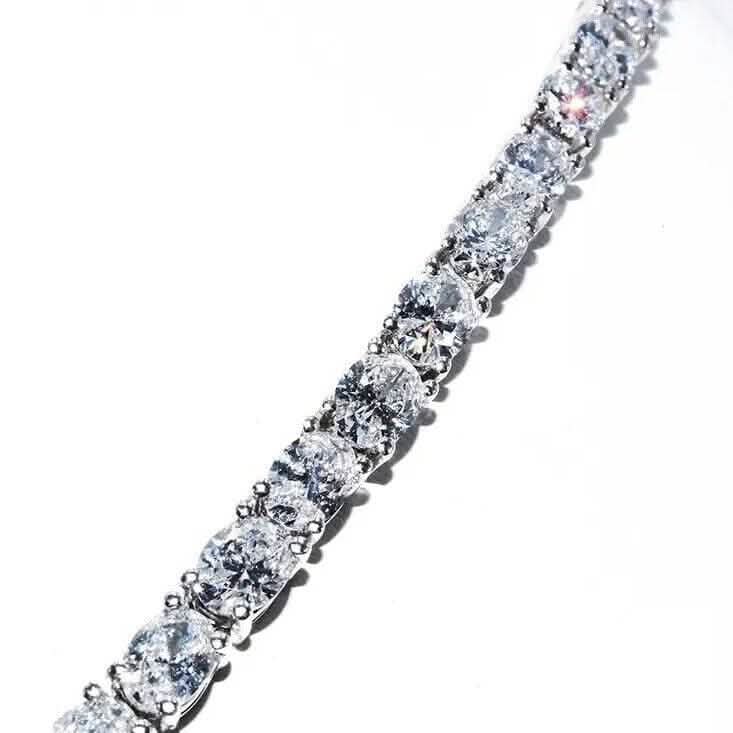 21.25CT Lab Grown Oval Diamond Graduated Tennis Necklace Platinum & 14K Necklaces - DailySale