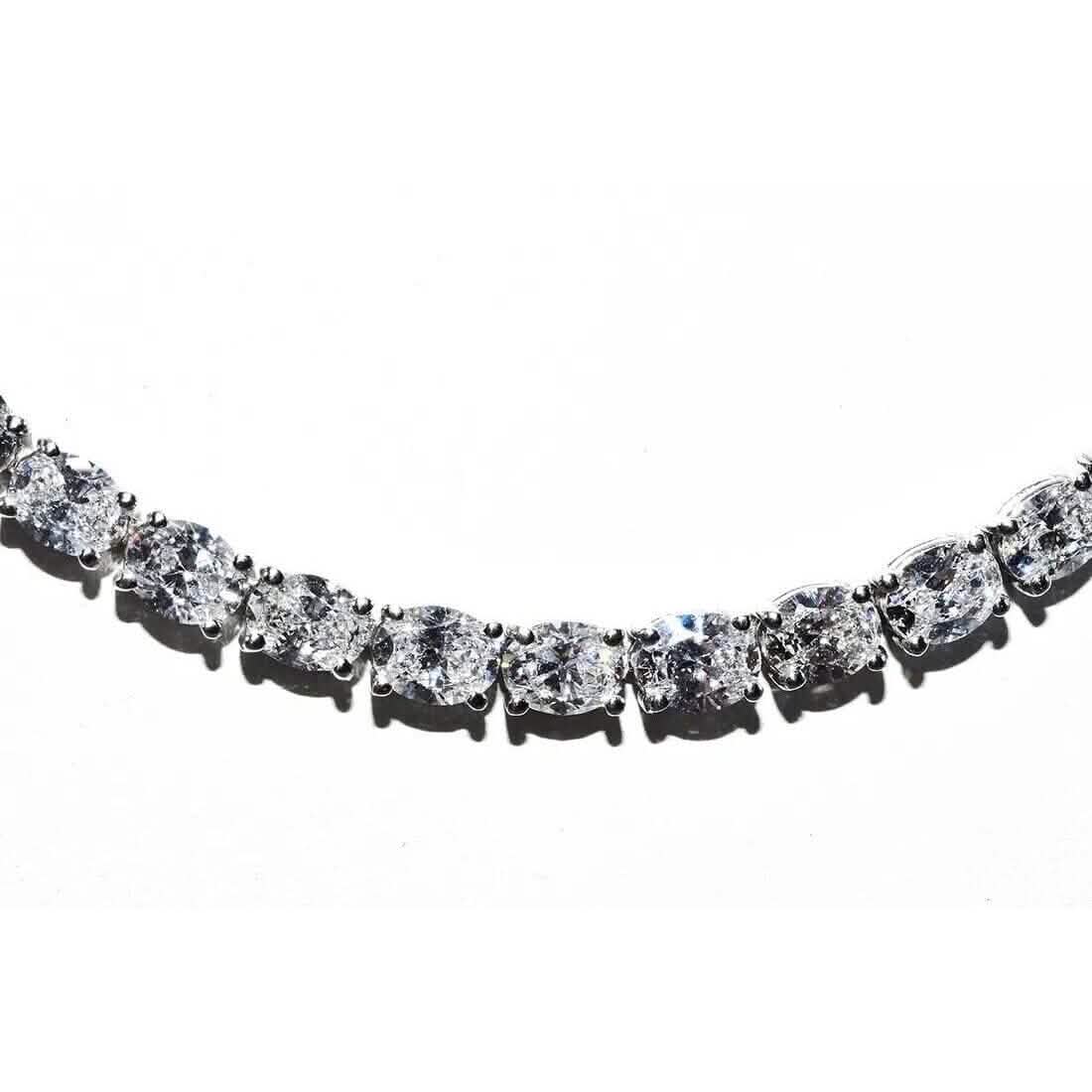 21.25CT Lab Grown Oval Diamond Graduated Tennis Necklace Platinum & 14K Necklaces - DailySale