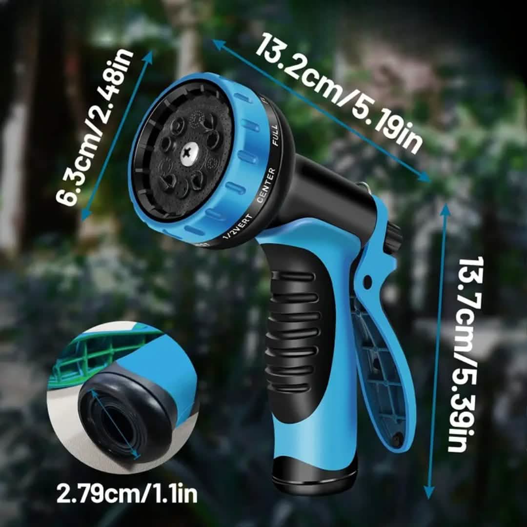 Heavy-Duty Garden Hose – 25Ft Leakproof Blue Rubber with Brass Connectors & Spray Nozzle