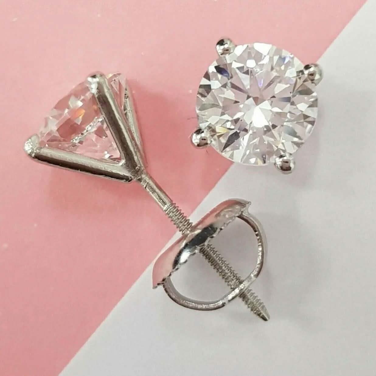 2.15 Ct Diamond Stud Earrings Natural Round Real 14k White Gold Martini F-G/I1 Earrings - DailySale