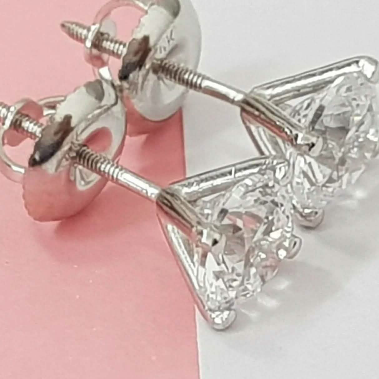 2.15 Ct Diamond Stud Earrings Natural Round Real 14k White Gold Martini F-G/I1 Earrings - DailySale