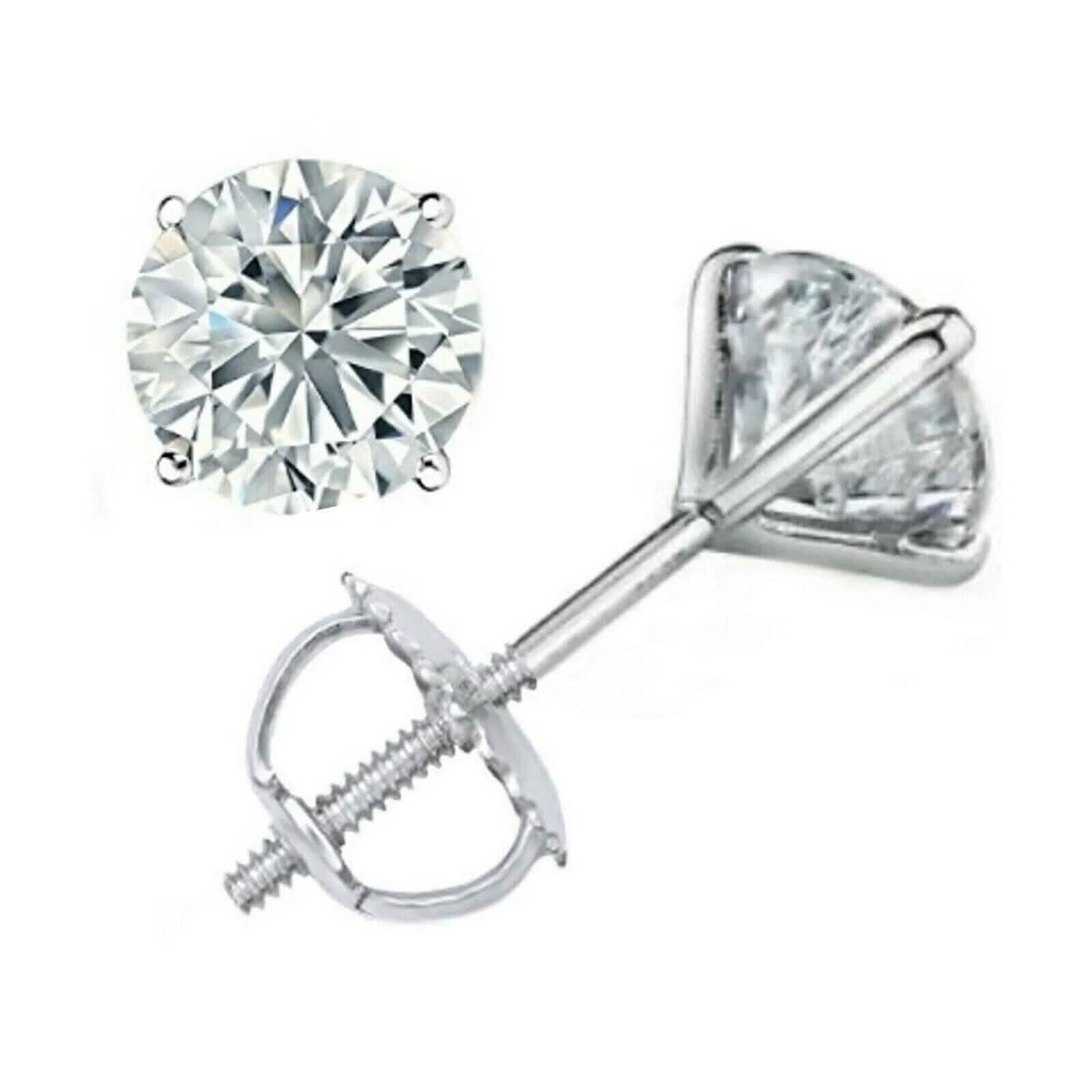 2.15 Ct Diamond Stud Earrings Natural Round Real 14k White Gold Martini F-G/I1 Earrings - DailySale