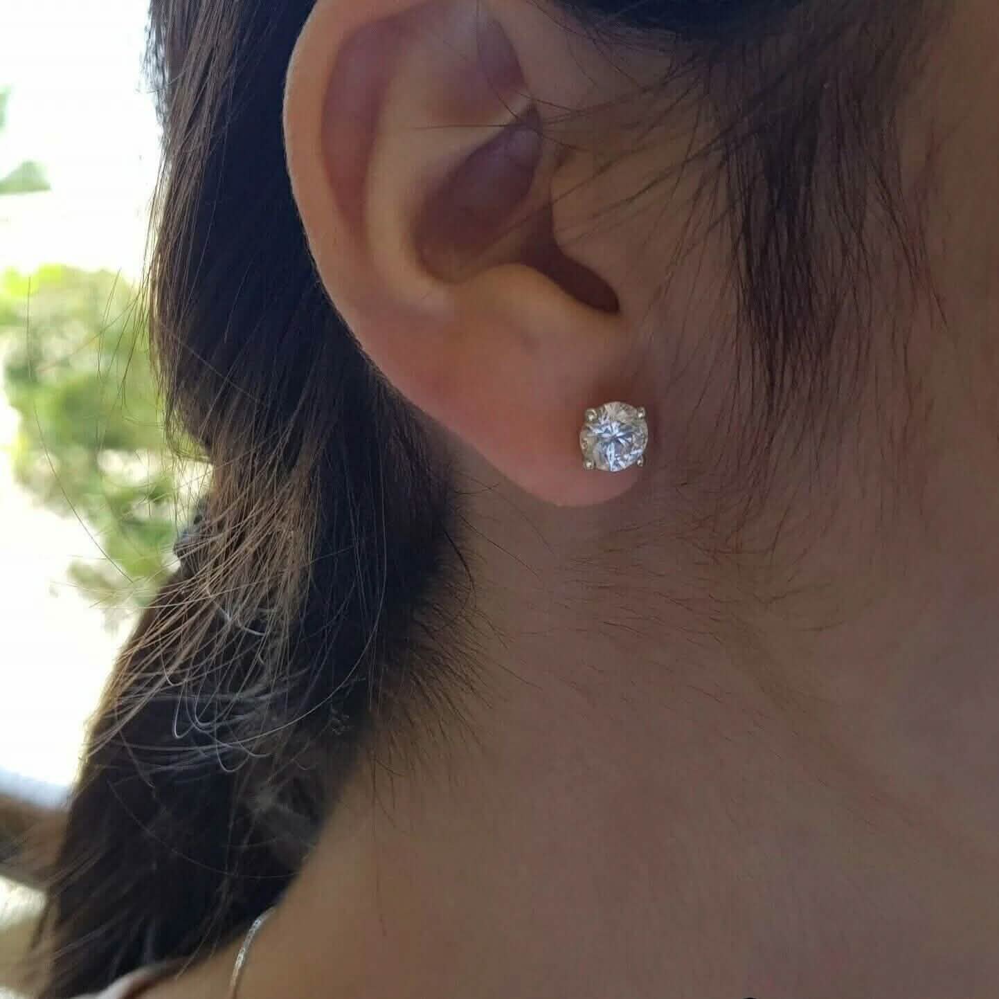 2.15 Ct Diamond Stud Earrings Natural Round Real 14k White Gold Martini F-G/I1 Earrings - DailySale