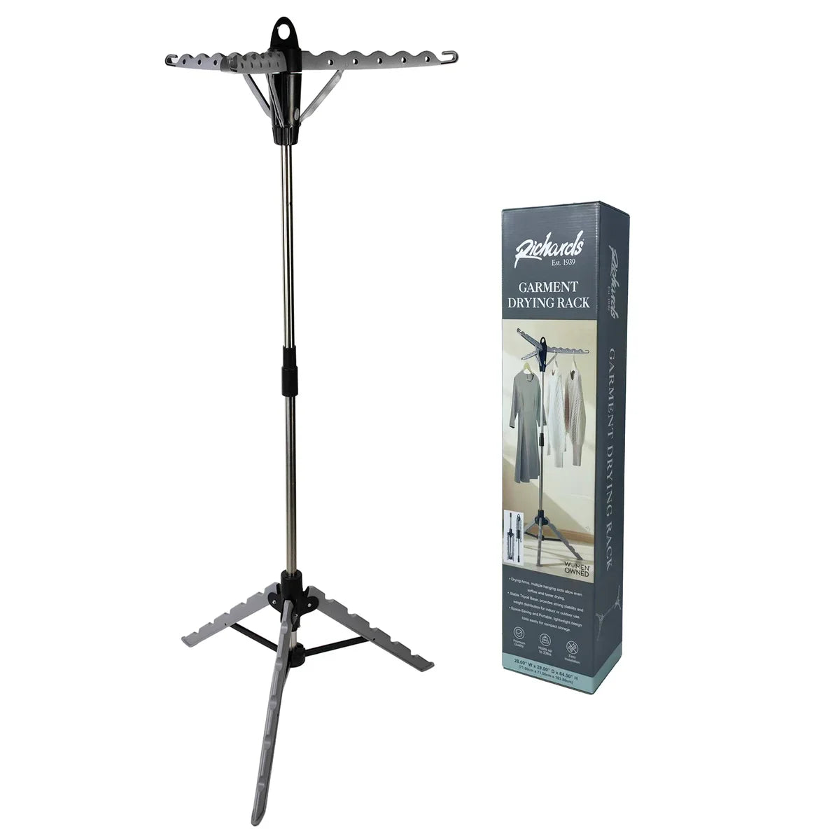 Silver Foldable Tripod Garment Drying Rack