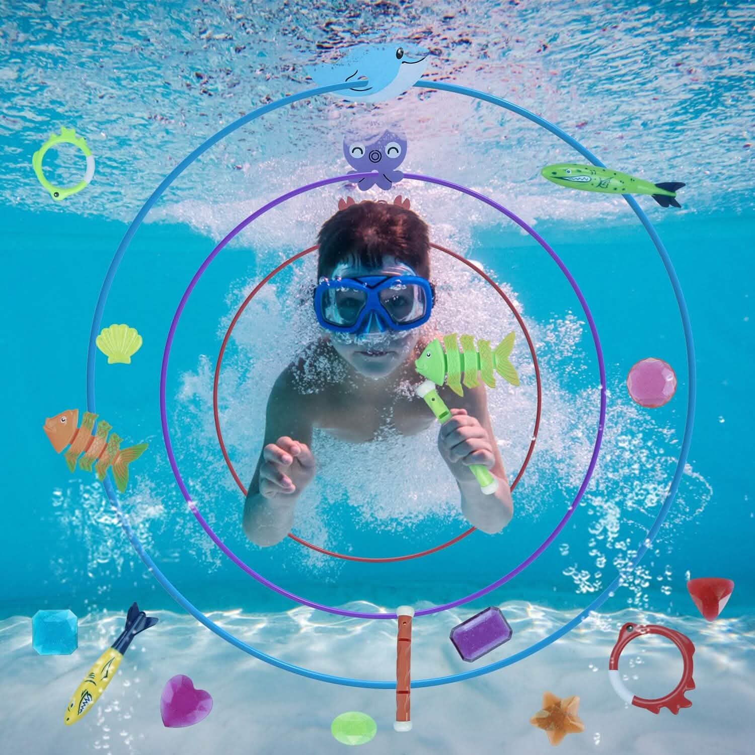 24-Pieces: Diving Toys Swimming Pool for Aged 3+ Years Old Toys & Games - DailySale