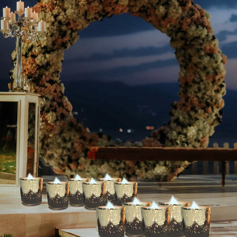 24-Pieces Gold Votive Tealights Candle Holder Mercury Glass Indoor Lighting - DailySale
