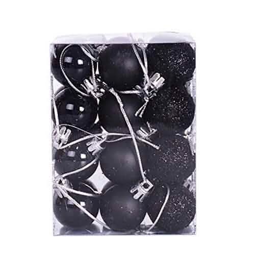 24-Pieces: Sparkling Christmas Balls Holiday Decor & Apparel Black - DailySale