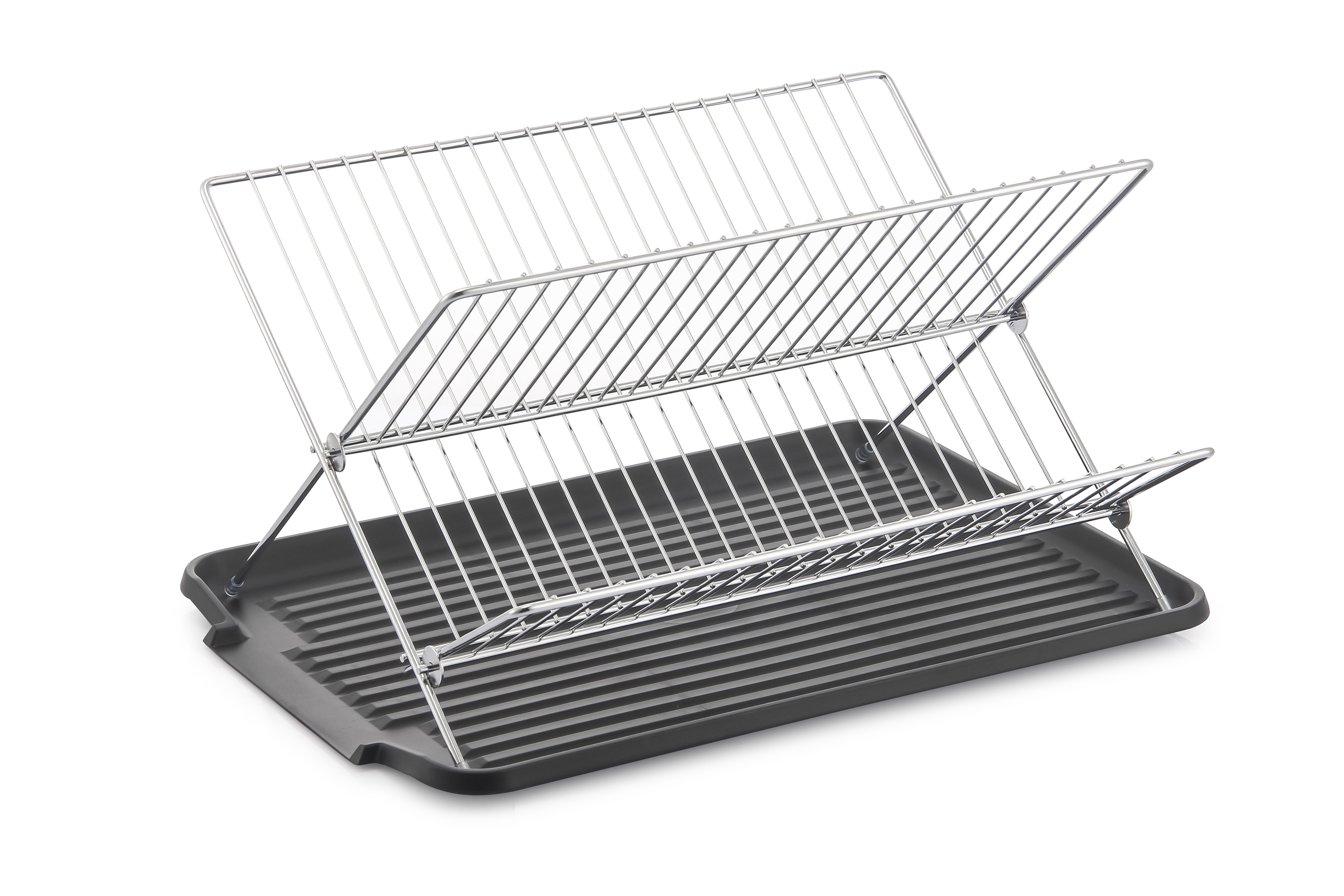 17 inch X Shaped Stainless Steel 2-Tier Dish Rack for Kitchen Counter