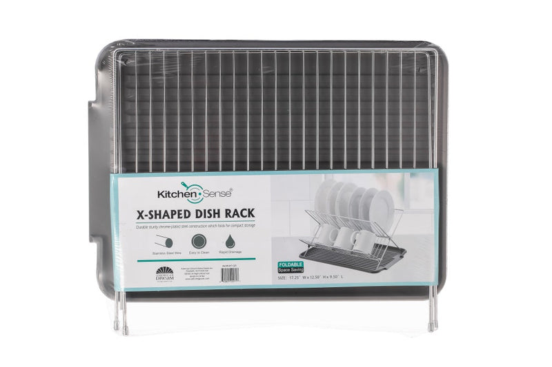 17 inch X Shaped Stainless Steel 2-Tier Dish Rack for Kitchen Counter