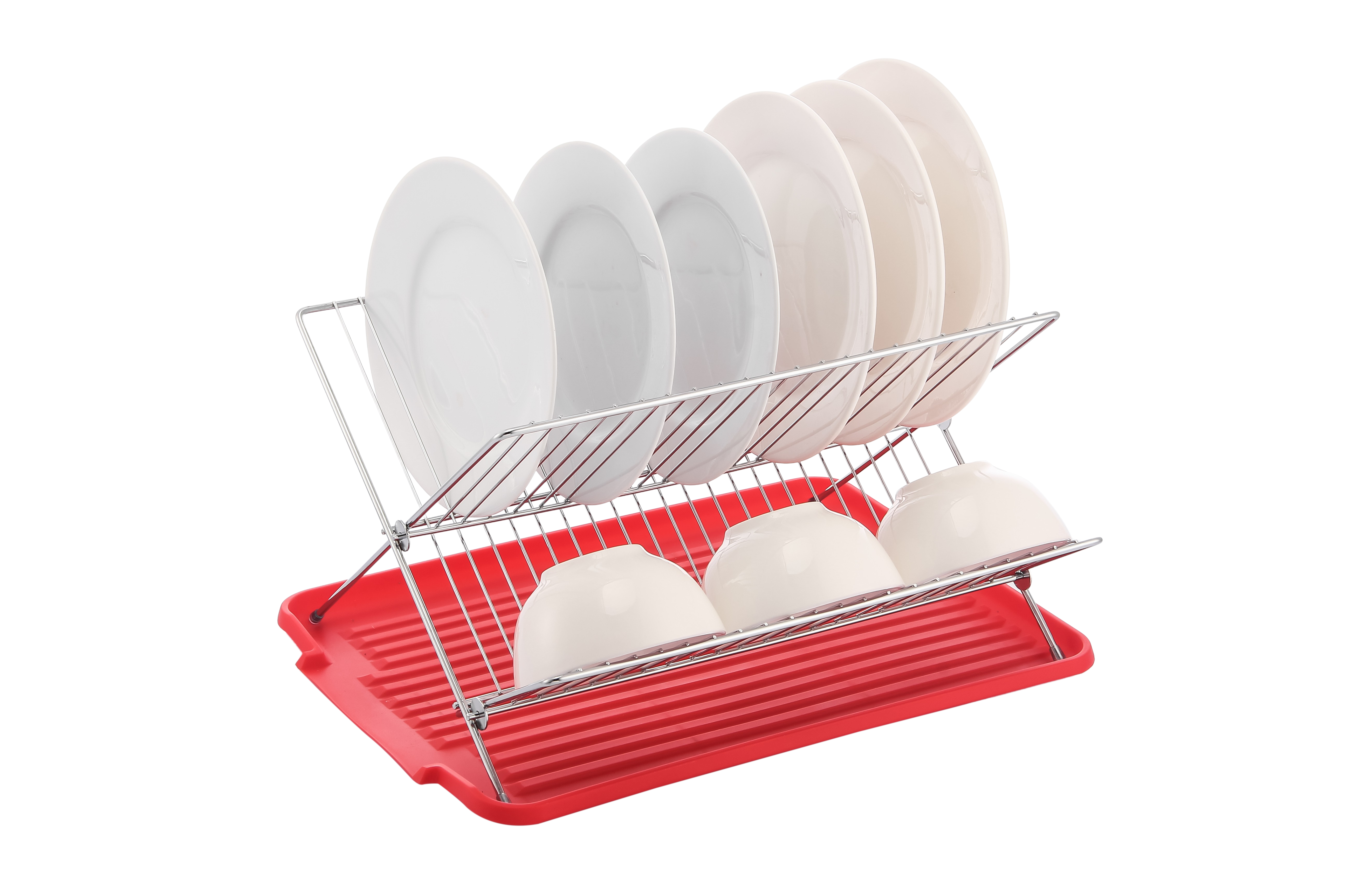 17 inch X Shaped Stainless Steel 2-Tier Dish Rack for Kitchen Counter