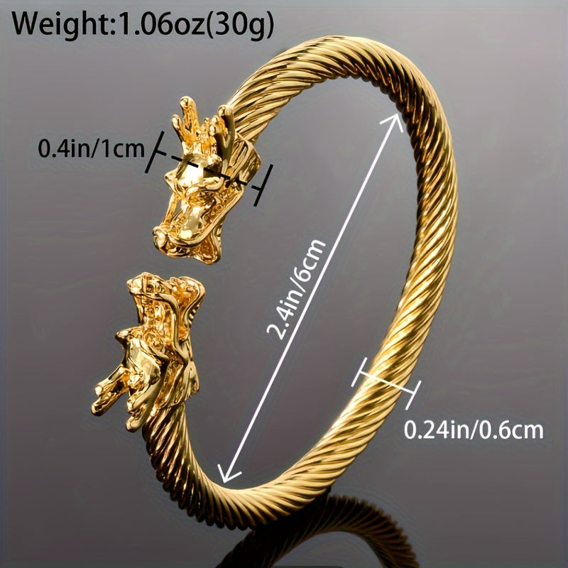 Double Dragon Copper Bracelet – Rock & Hip-Hop Style, Unisex