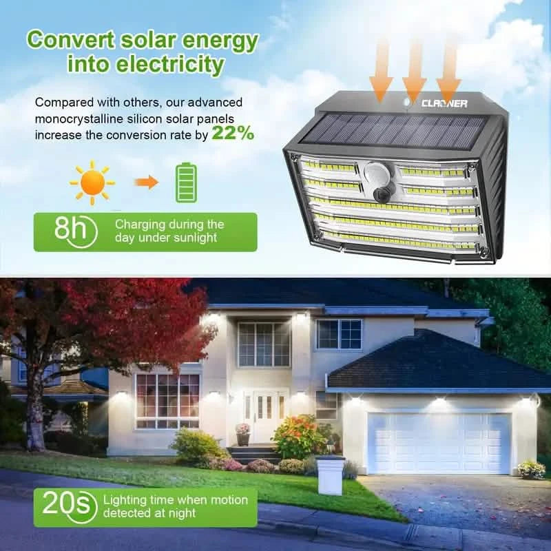 26 LED Solar Outdoor Lights Cold White Motion Sensor 270° Wide Angle Lighting Security Solar Powered Flood Lights Outdoor Lighting - DailySale