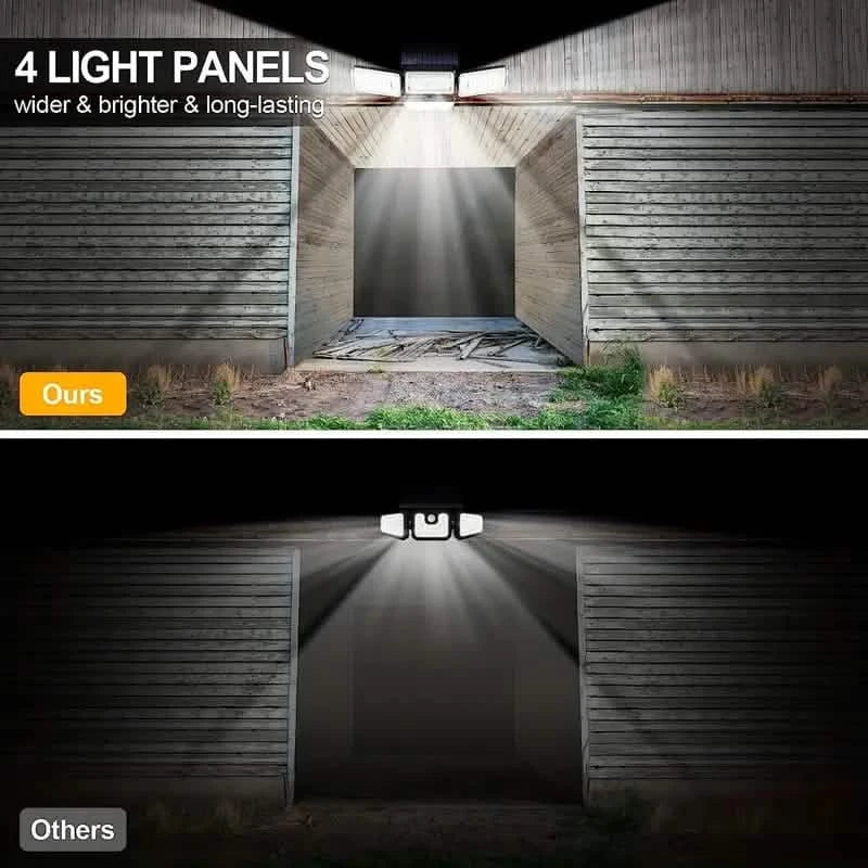 270 LEDs Solar Wall Light With Motion Sensor - 4 Head Lamp, 3 Lighting Modes Wide Angle Security Wireless Flood Light Outdoor Lighting - DailySale