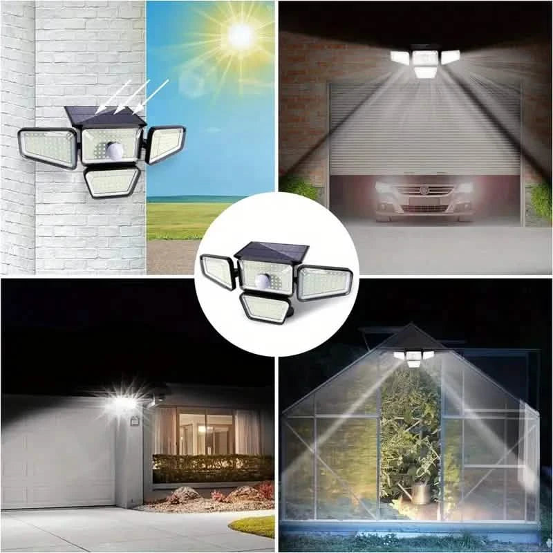 270 LEDs Solar Wall Light With Motion Sensor - 4 Head Lamp, 3 Lighting Modes Wide Angle Security Wireless Flood Light Outdoor Lighting - DailySale