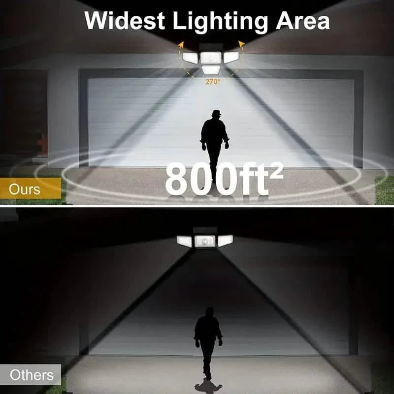 270 LEDs Solar Wall Light With Motion Sensor - 4 Head Lamp, 3 Lighting Modes Wide Angle Security Wireless Flood Light Outdoor Lighting - DailySale