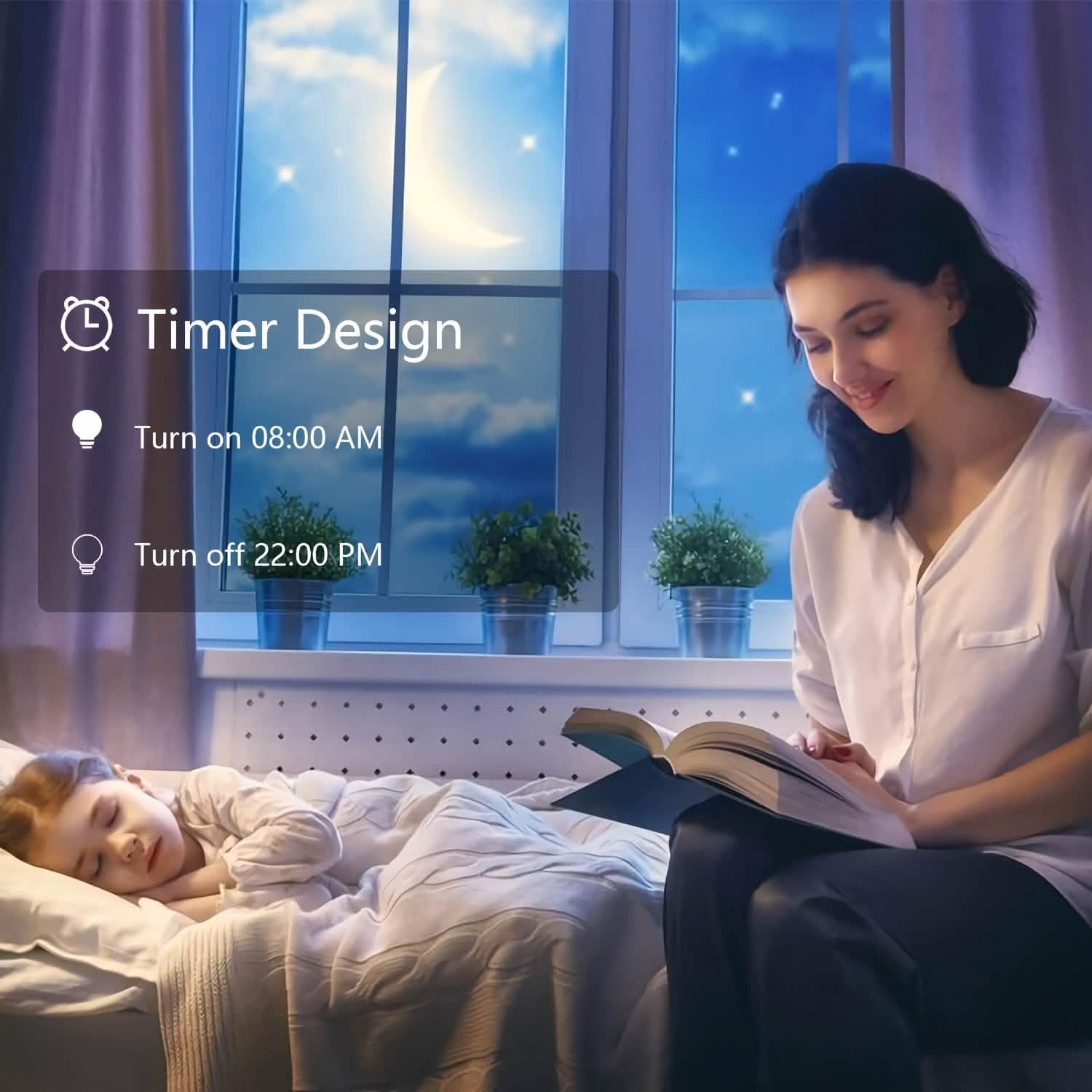 Smart WiFi Plug Outlet Adapter, Works with Alexa & Google, Timer, Voice Control, 2.4GHz Network Home Automation