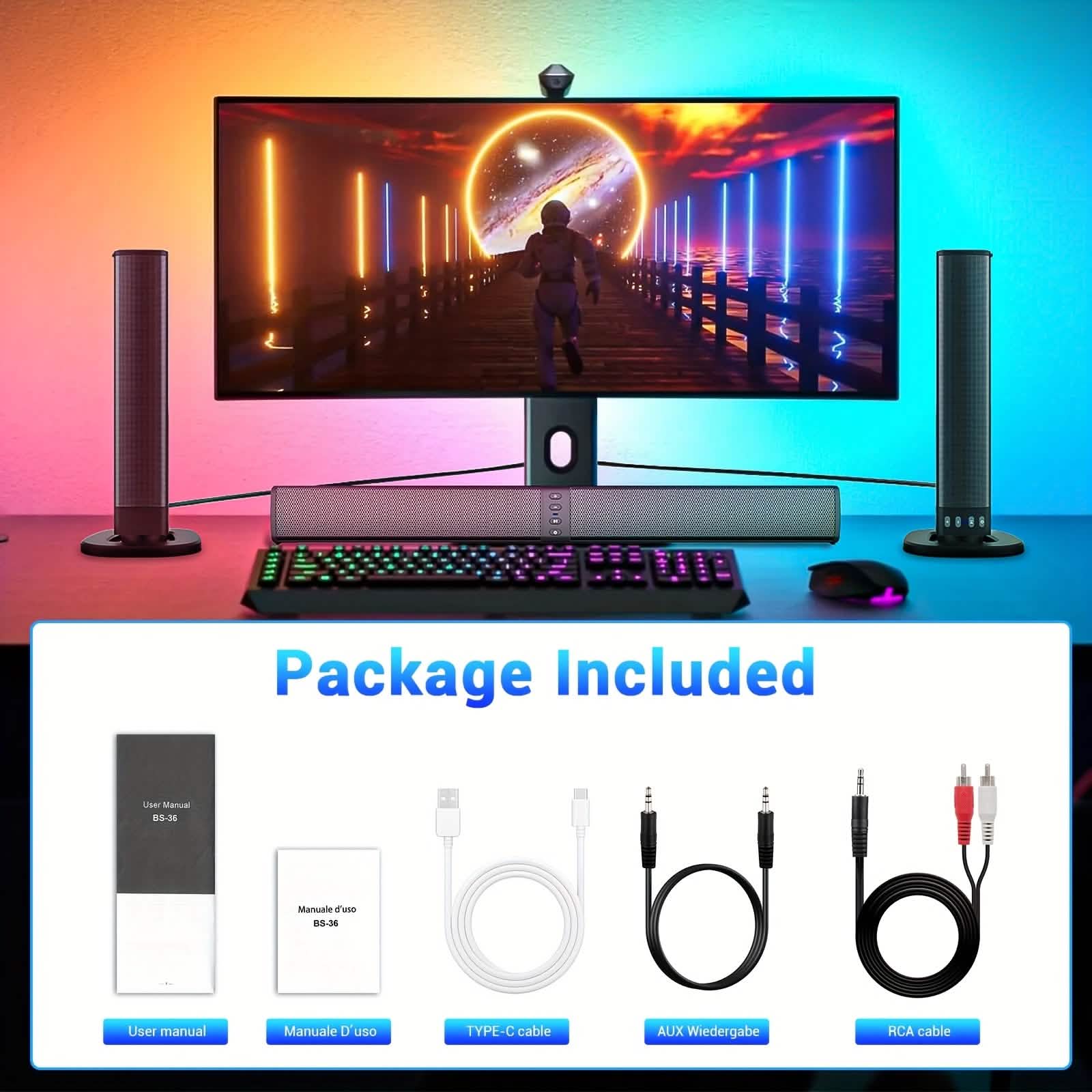 Wireless Soundbar for TV – 2-in-1 Detachable Bluetooth Speaker