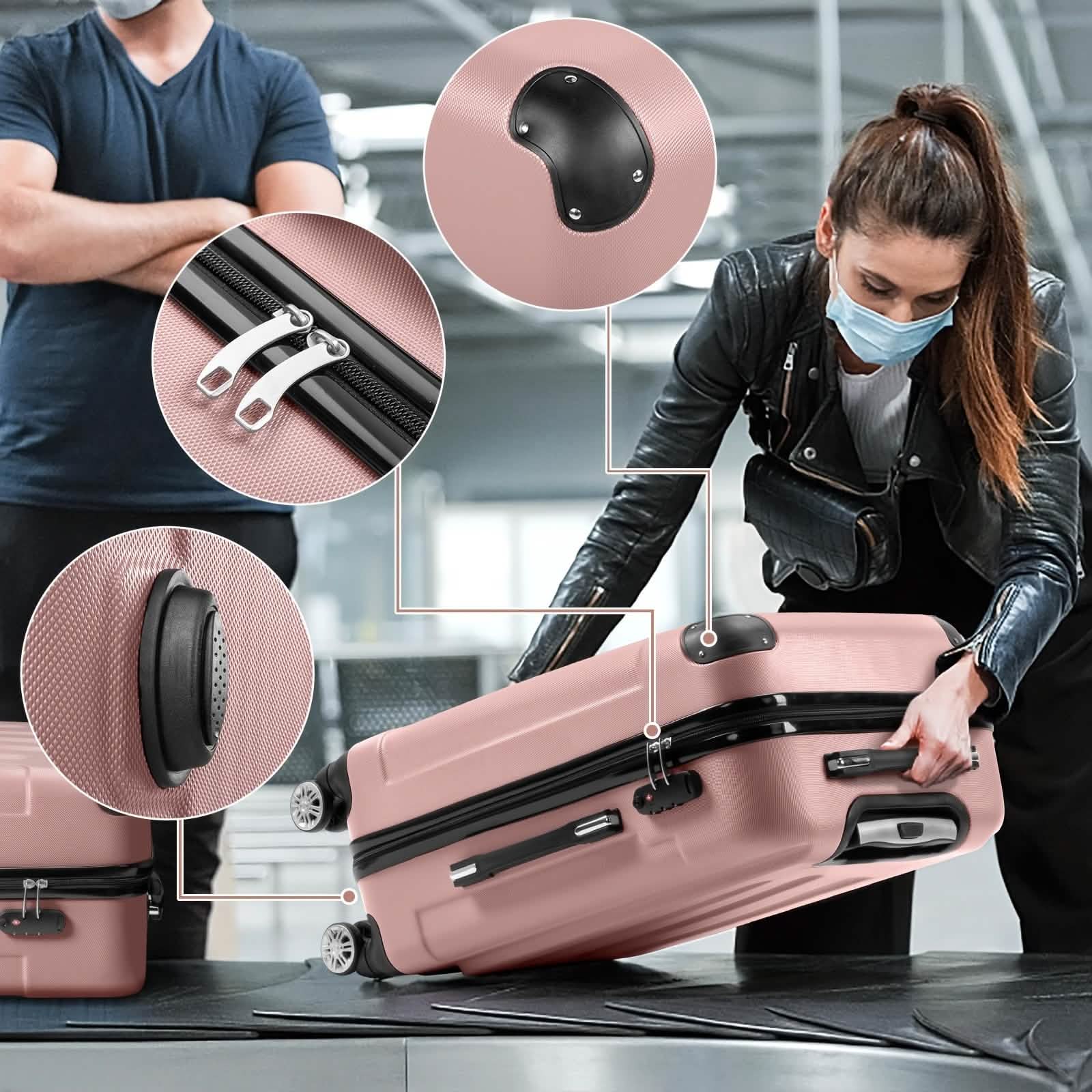 3-Piece Hard Shell Luggage Set with TSA Lock – 20/24/28 Inch | 360° Spinner Wheels