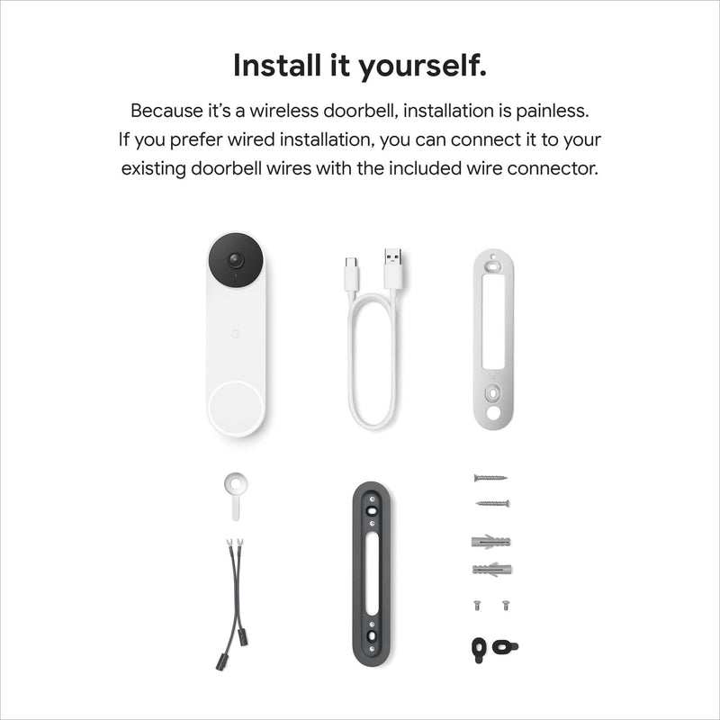 Google Nest Doorbell (Battery) Video Doorbell Camera - Snow (Refurbished)