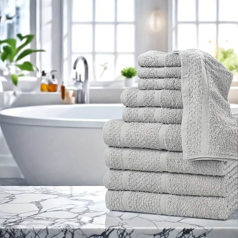 Gray Cotton Bath Towel Set (10–32 pcs)