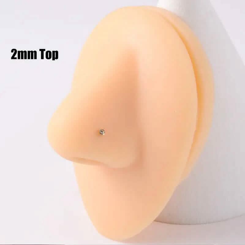 2mm Gold White Diamond Disposable Safe Nose Ear Nail Punch Earrings - DailySale