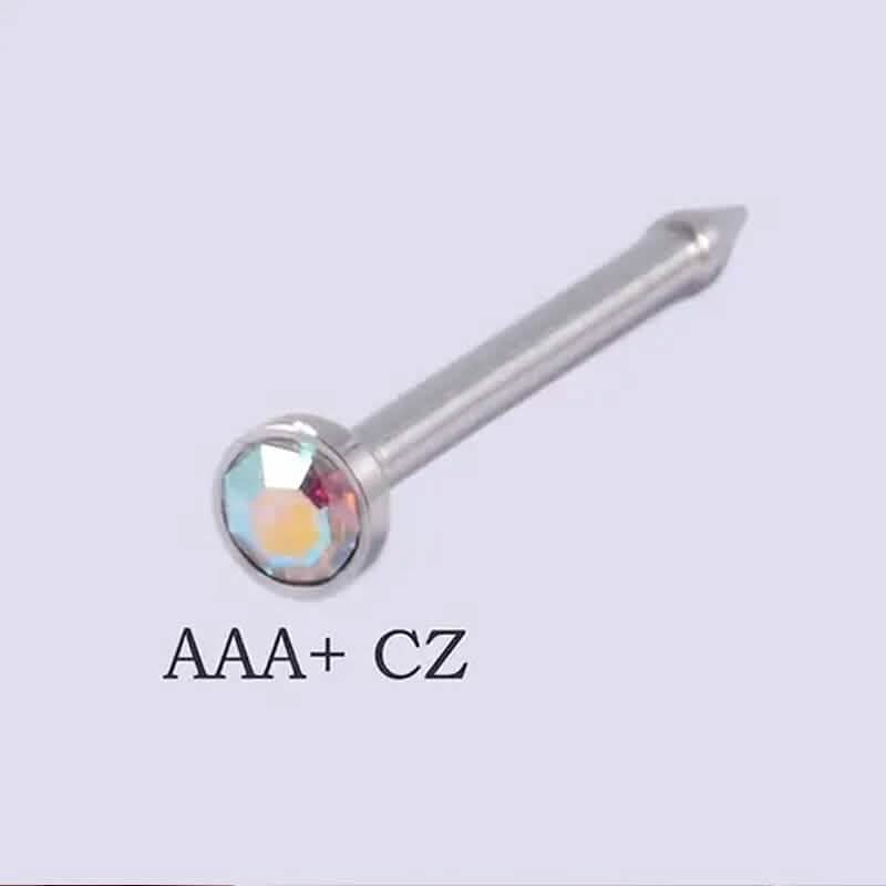 2mm Gold White Diamond Disposable Safe Nose Ear Nail Punch Earrings - DailySale