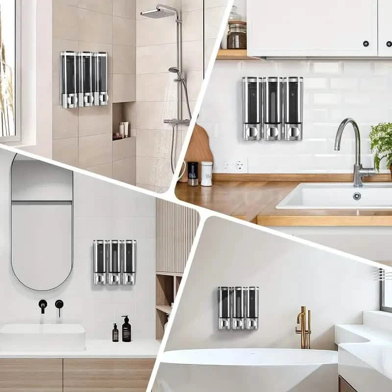 3-Chamber Shower Dispenser - Wall Mounted, No Leakage, No Drill Bath - DailySale