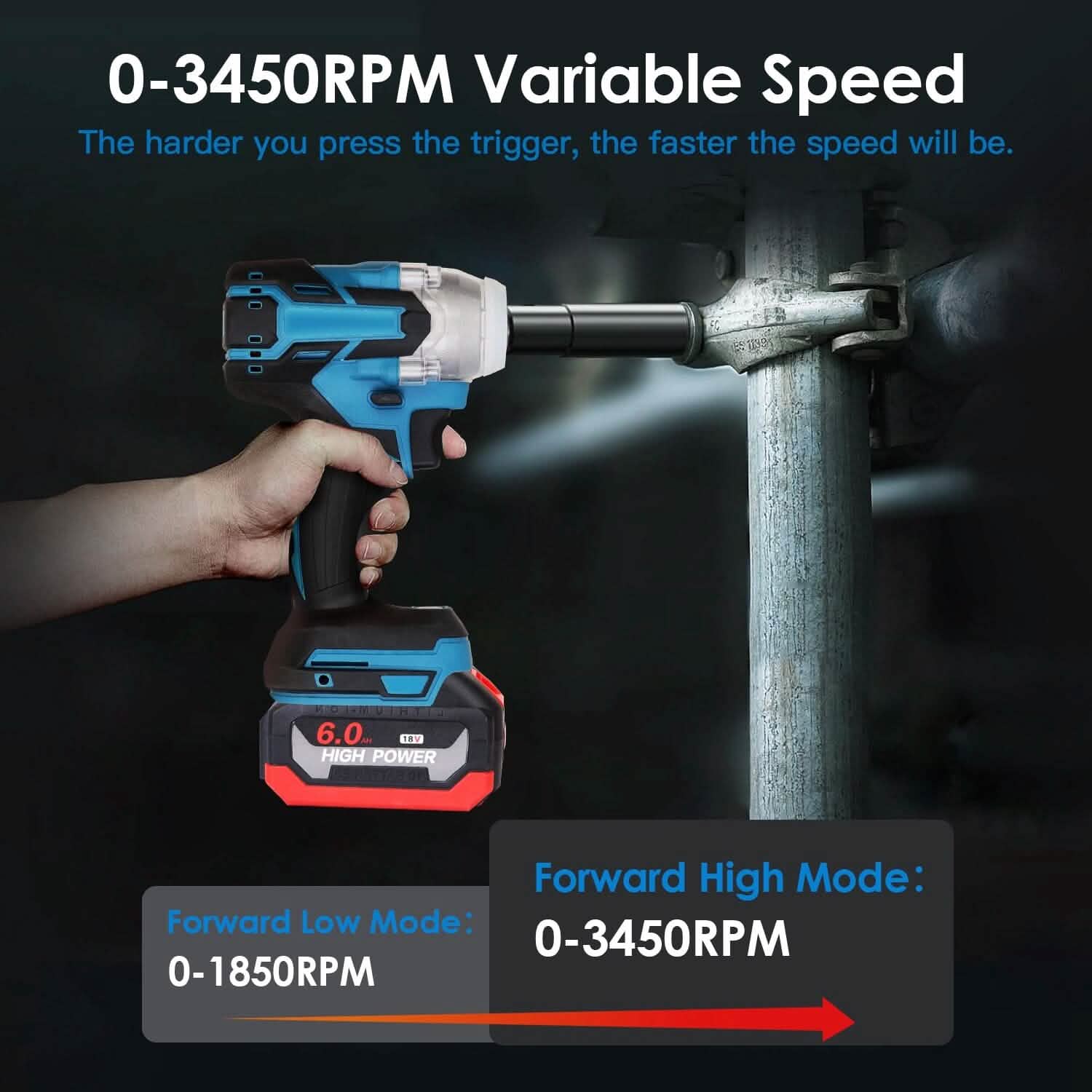 3-In-1 Cordless Electric Impact Wrench Drill Screwdriver with Brushless Motor Max 3450RPM Variable Speed Home Improvement - DailySale