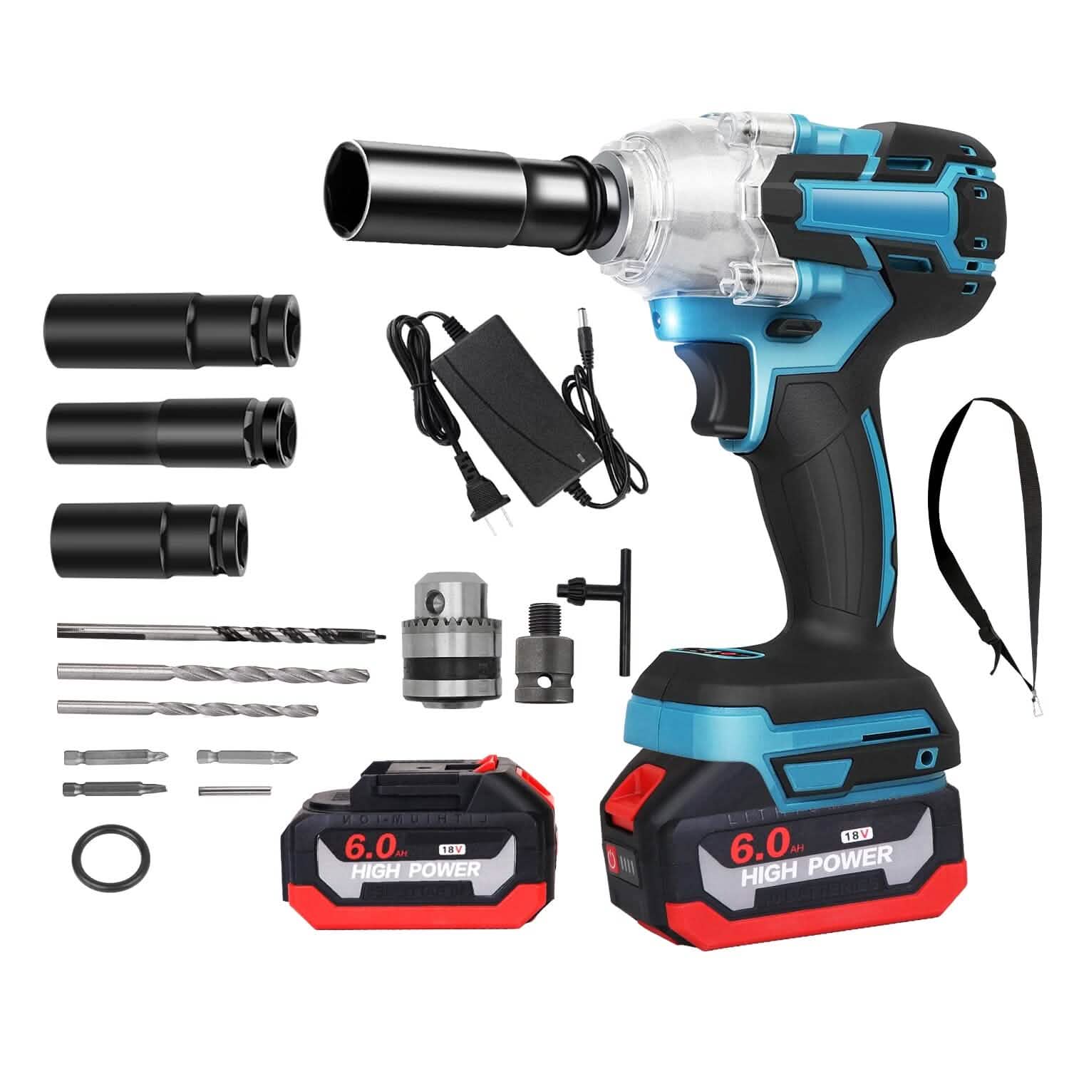 3-In-1 Cordless Electric Impact Wrench Drill Screwdriver with Brushless Motor Max 3450RPM Variable Speed Home Improvement - DailySale