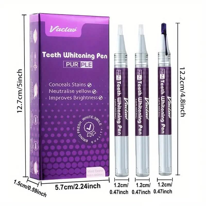 3-Pack: 3ml/0.1fl oz Mint Flavor Purple Teeth Whitening Gel Pen Beauty & Personal Care - DailySale