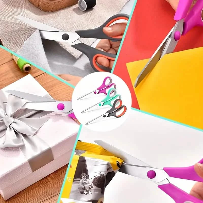 3-Pack: 8-Inch Multi-Purpose Scissors Set, Sharp Stainless Steel with Comfort Grip Handle Arts & Crafts - DailySale