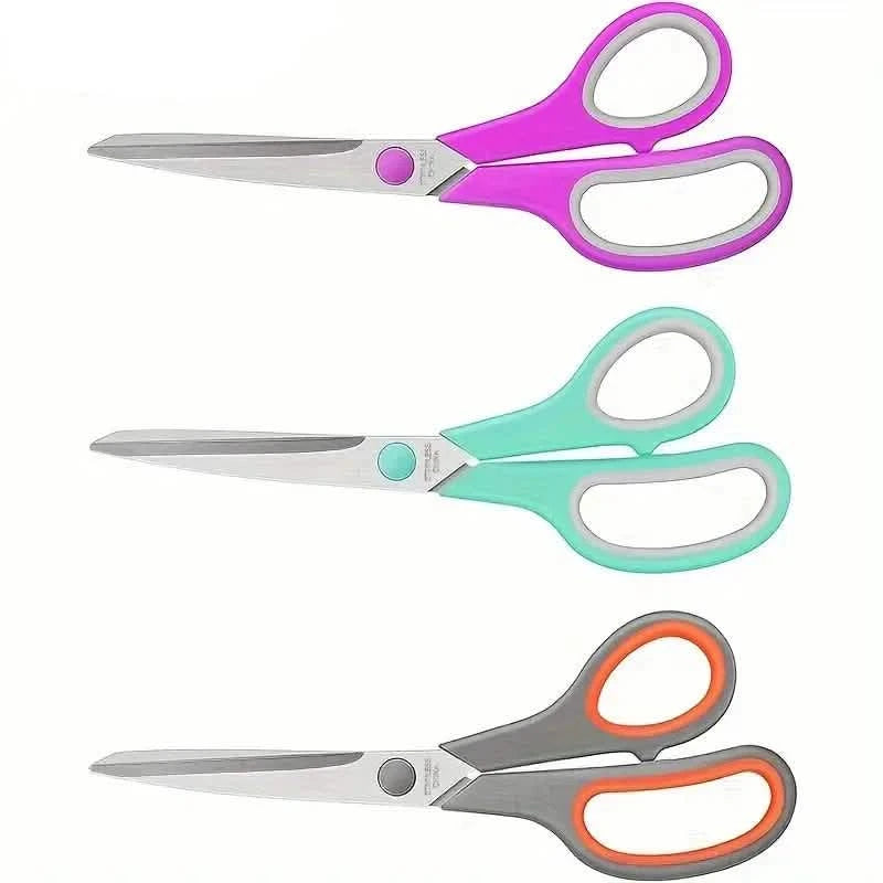 3-Pack: 8-Inch Multi-Purpose Scissors Set, Sharp Stainless Steel with Comfort Grip Handle Arts & Crafts - DailySale