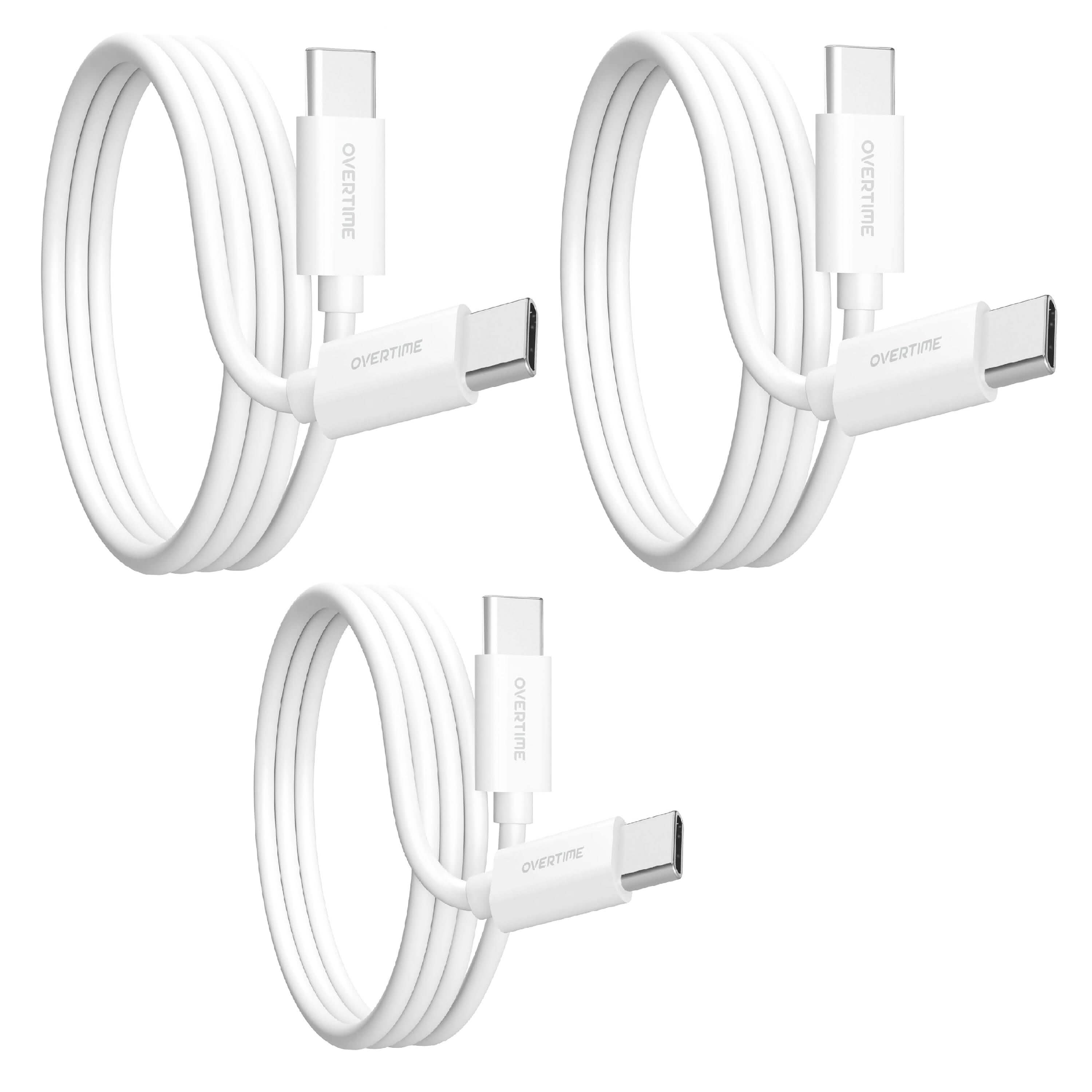 3-Pack: Overtime iOS Compatible Charger 10ft USB-C Charging Cord Mobile Accessories - DailySale