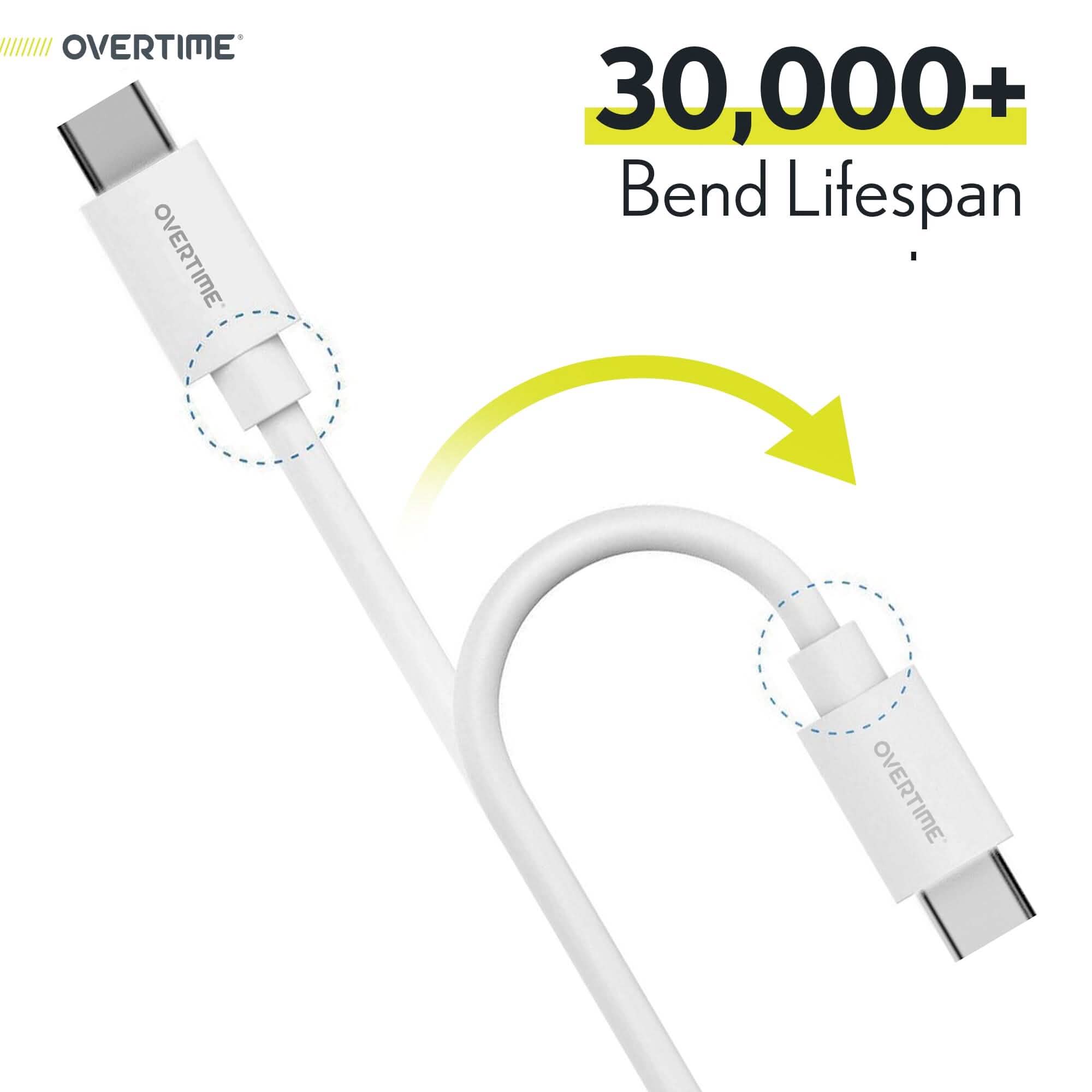 3-Pack: Overtime iOS Compatible Charger 10ft USB-C Charging Cord Mobile Accessories - DailySale
