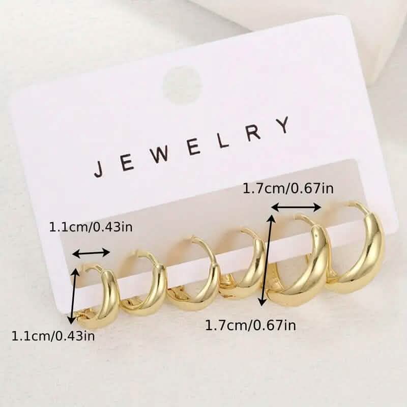 3-Pairs: Stylish and Simple Copper Earrings Earrings - DailySale