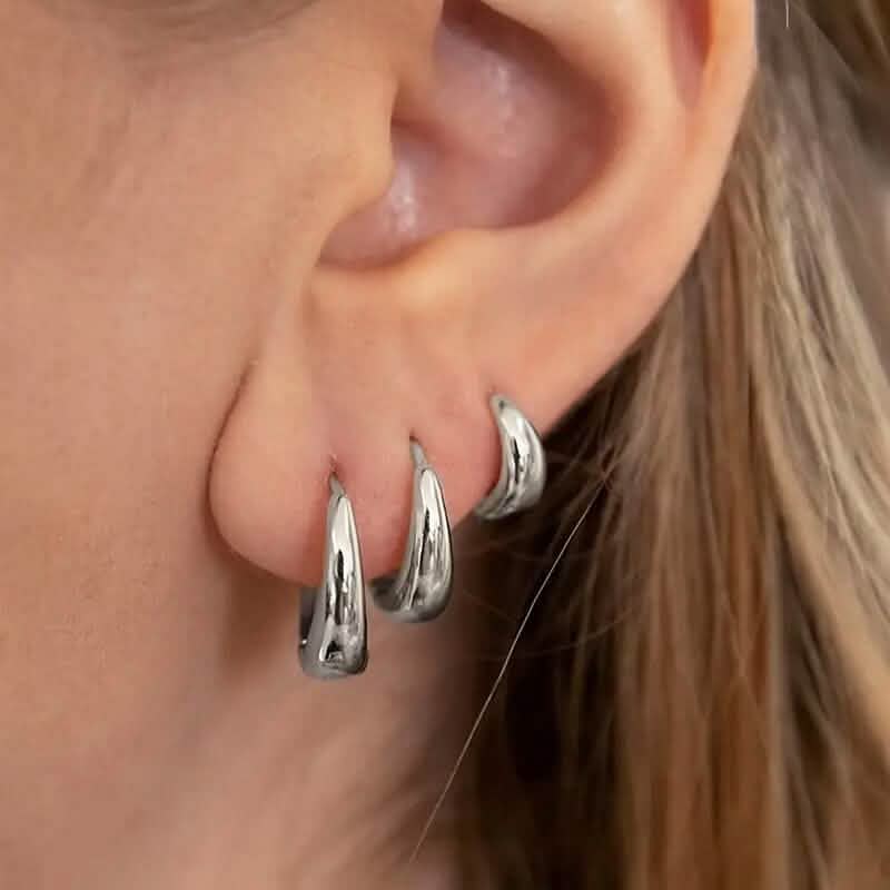 3-Pairs: Stylish and Simple Copper Earrings Earrings Silver - DailySale