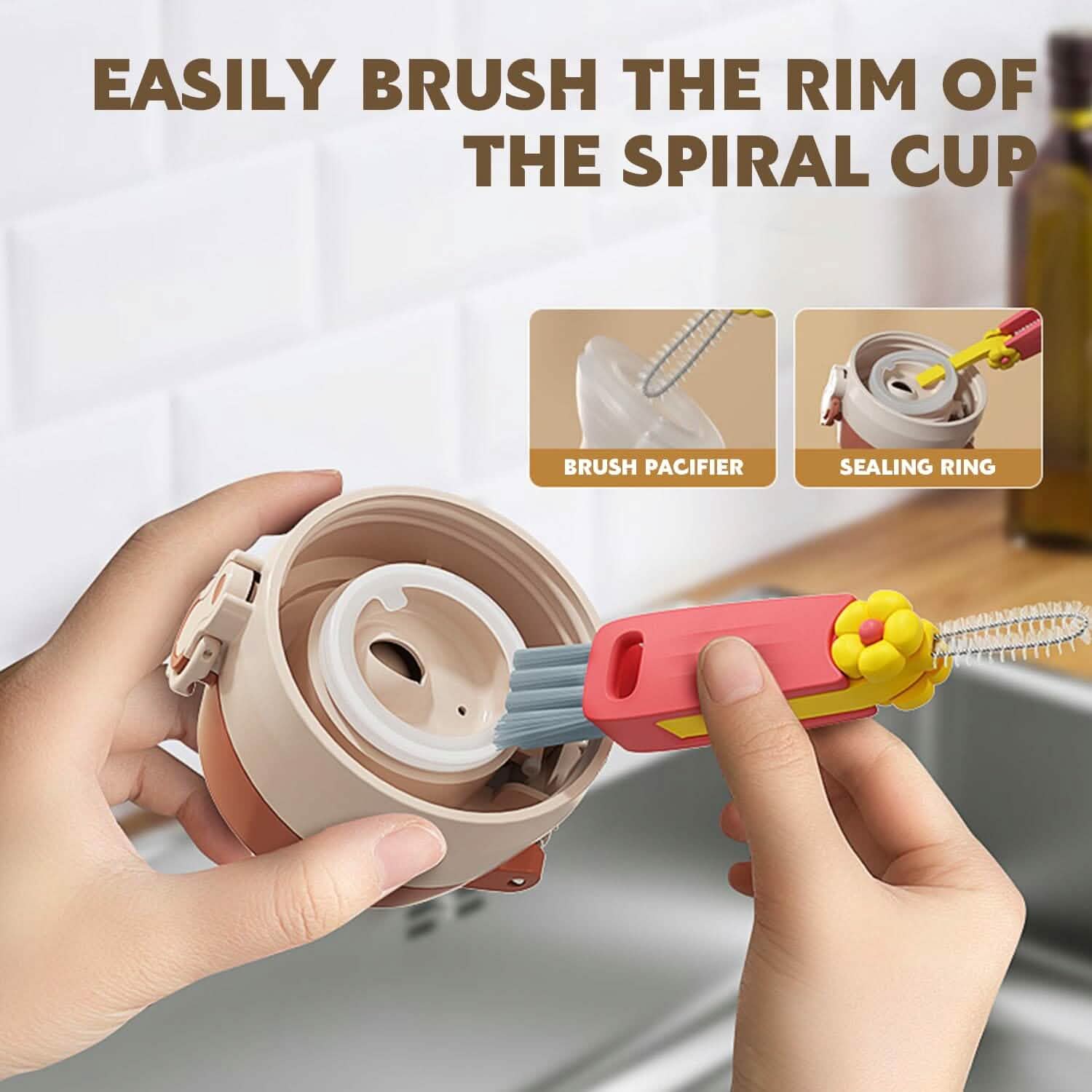 3-Piece: 3-in-1 Petal Cup Lid Cleaning Brush Kitchen Tools & Gadgets - DailySale