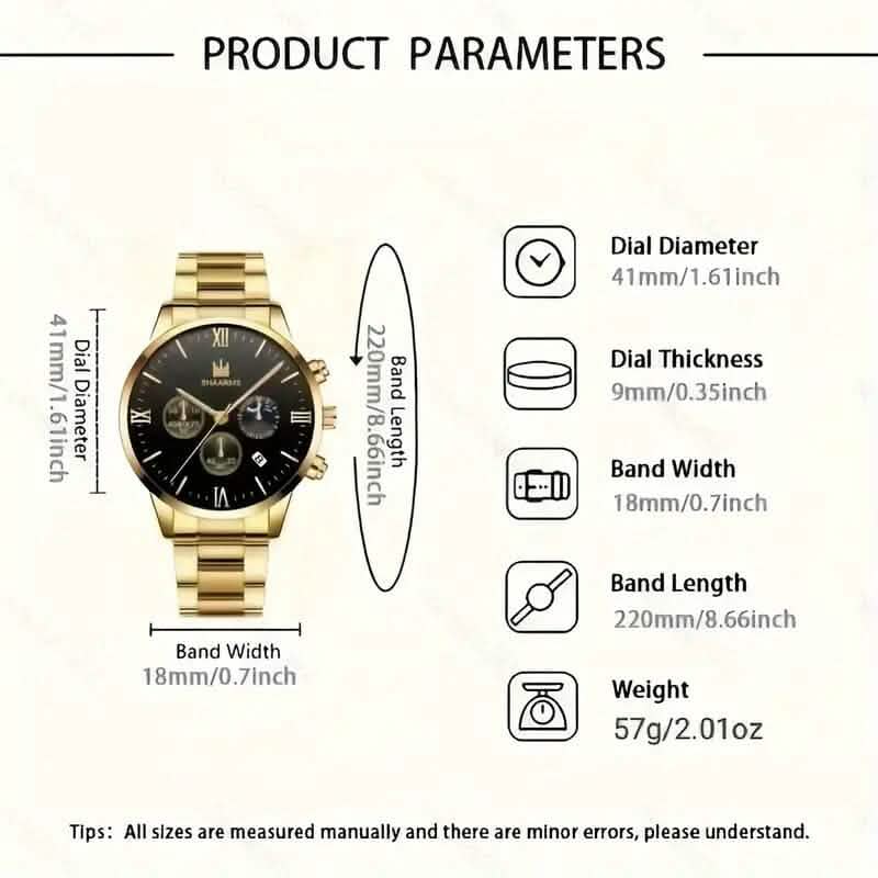 3-Piece: Elegant Men's Quartz Watch Plus Bracelet and Necklace Set Men's Shoes & Accessories - DailySale