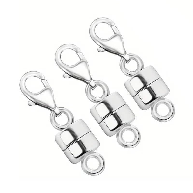 3-Piece: Magnetic Lobster Clasp Necklace Converter with Strong Magnetic Closure Arts & Crafts Silver - DailySale