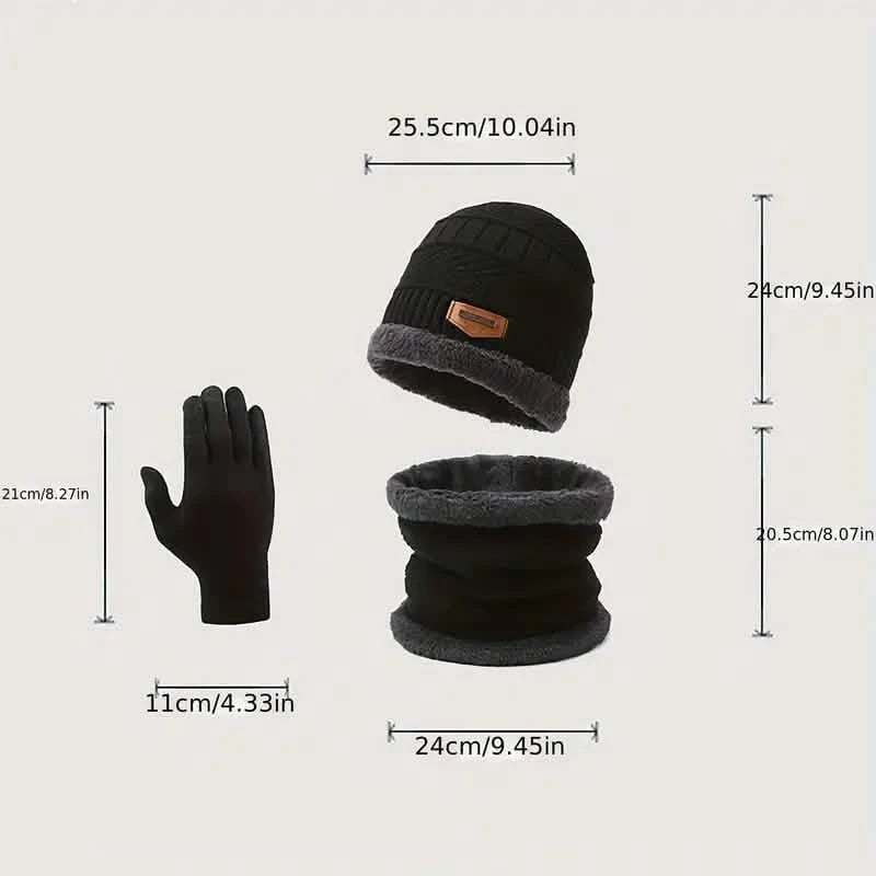 3-Piece Set: Infinity Scarf Autumn Winter, Thickened Warm Knit Beanie and Touchscreen Gloves Neck Gaiter Men's Shoes & Accessories - DailySale