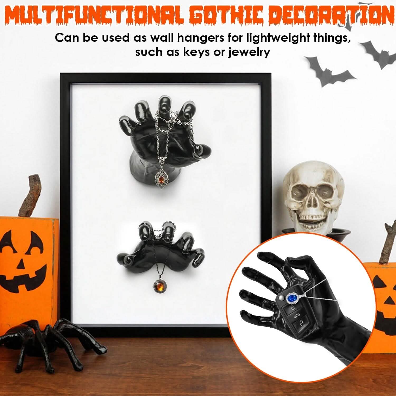3-Pieces: Creepy Reaching Hands with Lighted Candles Wall Mounted Holiday Decor & Apparel - DailySale