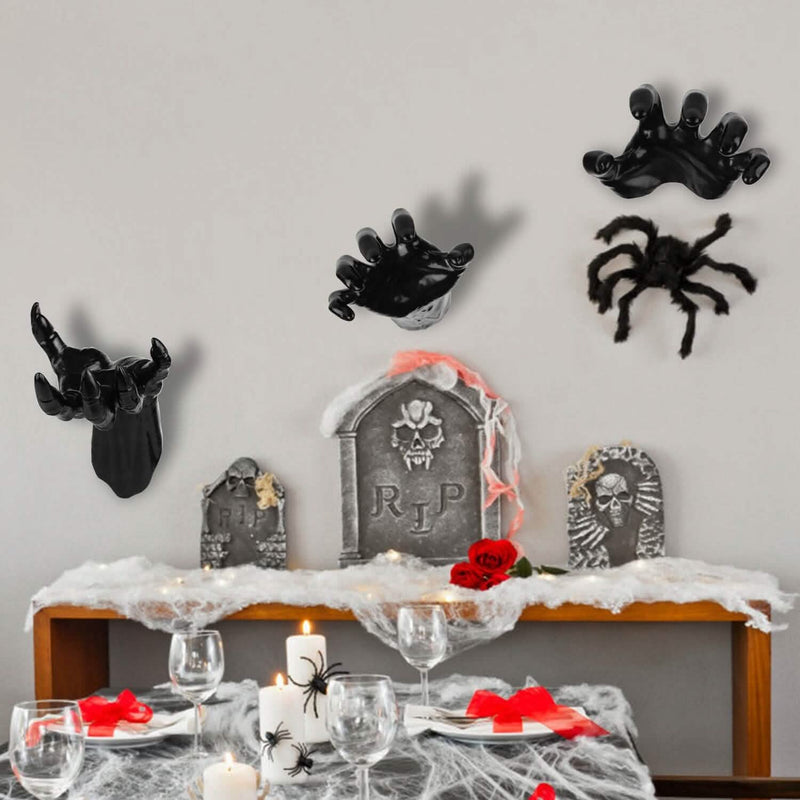3-Pieces: Creepy Reaching Hands with Lighted Candles Wall Mounted Holiday Decor & Apparel - DailySale