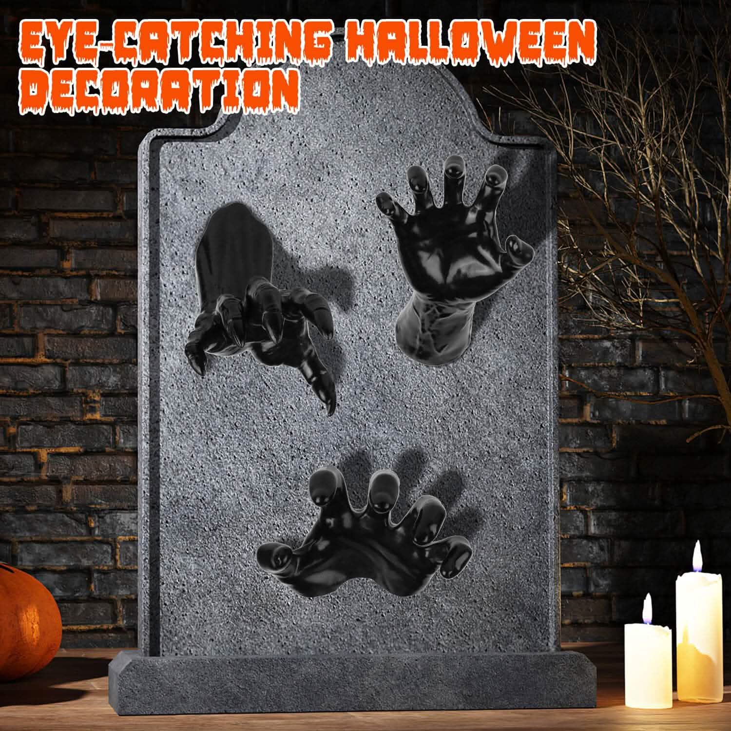 3-Pieces: Creepy Reaching Hands with Lighted Candles Wall Mounted Holiday Decor & Apparel - DailySale