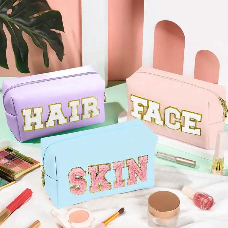 3-Pieces: PU Leather Waterproof Chenille Preppy Makeup Bag Bags & Travel - DailySale