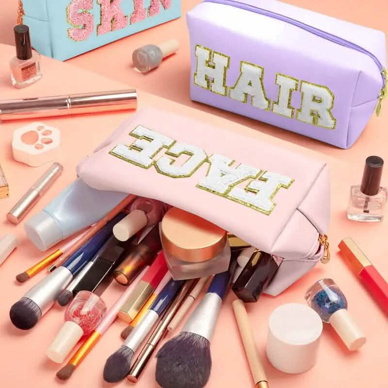 3-Pieces: PU Leather Waterproof Chenille Preppy Makeup Bag Bags & Travel - DailySale