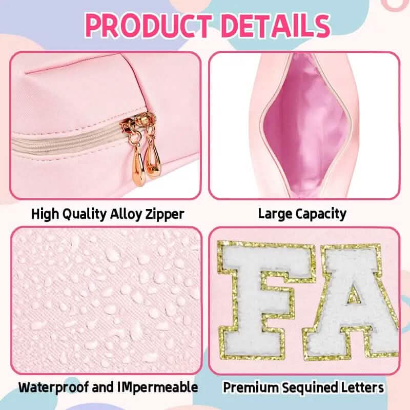3-Pieces: PU Leather Waterproof Chenille Preppy Makeup Bag Bags & Travel - DailySale